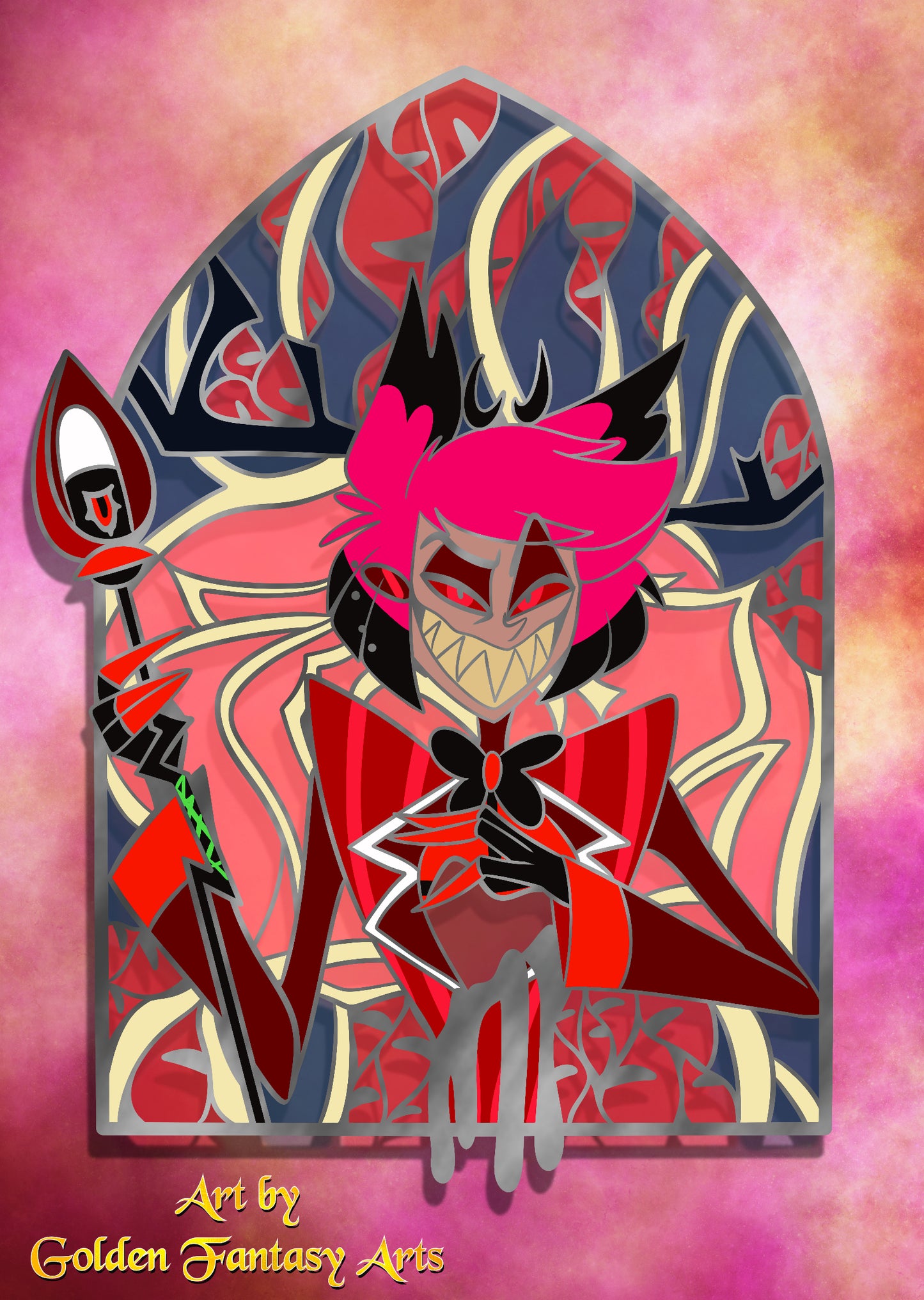 PREORDER Alastor 90mm stained glass pin “Don’t you forget”