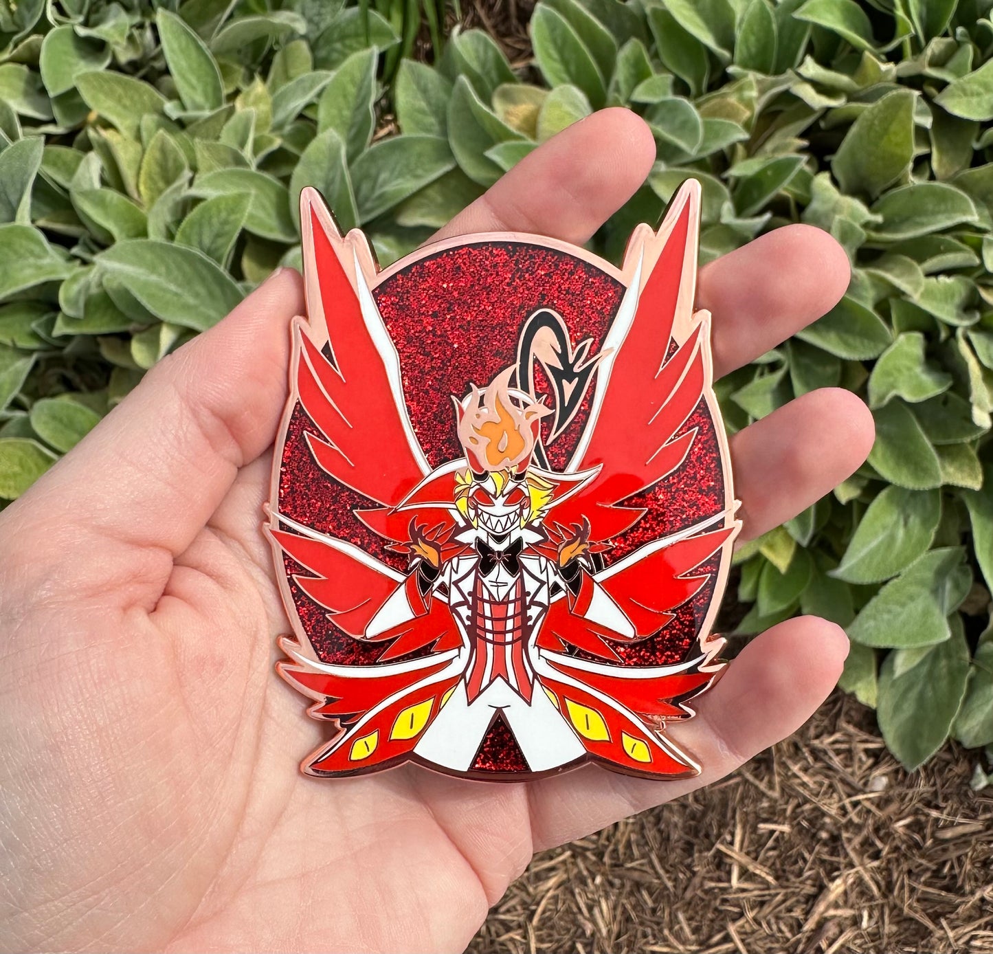 Hazbin Hotel Alastor and Lucifer Glitter Jumbo Pins 90 mm