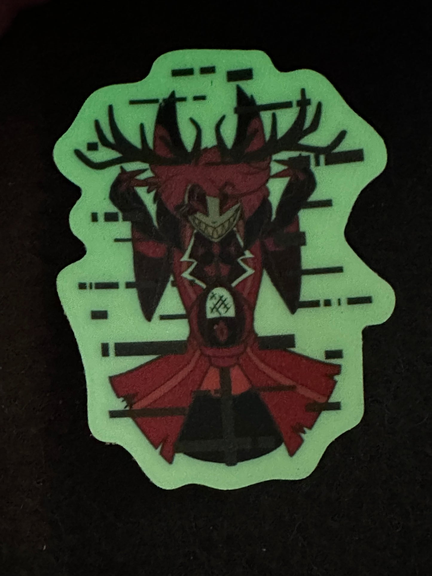 Glitch Alastor glow in the dark 2.9 inch sticker