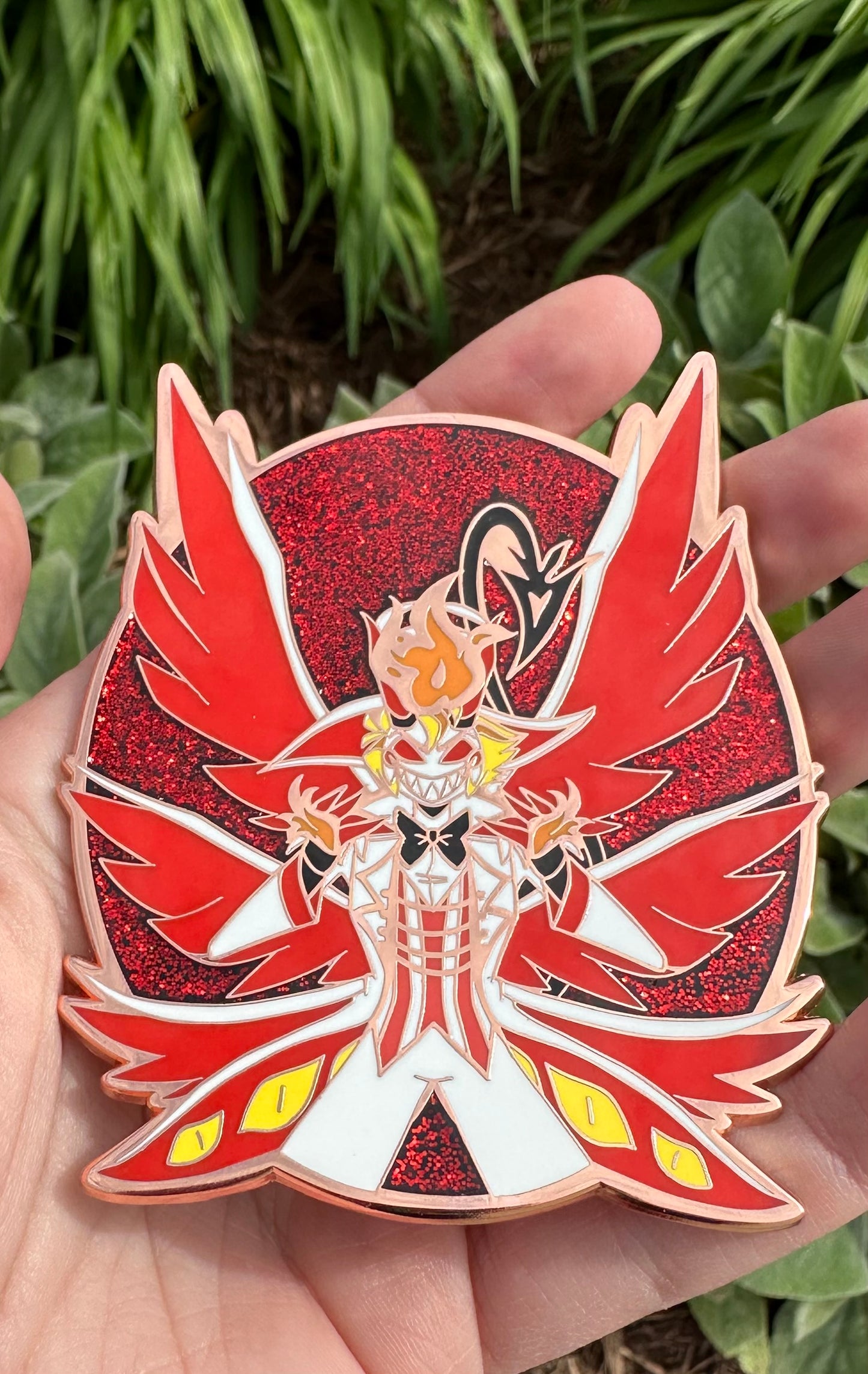 Hazbin Hotel Alastor and Lucifer Glitter Jumbo Pins 90 mm