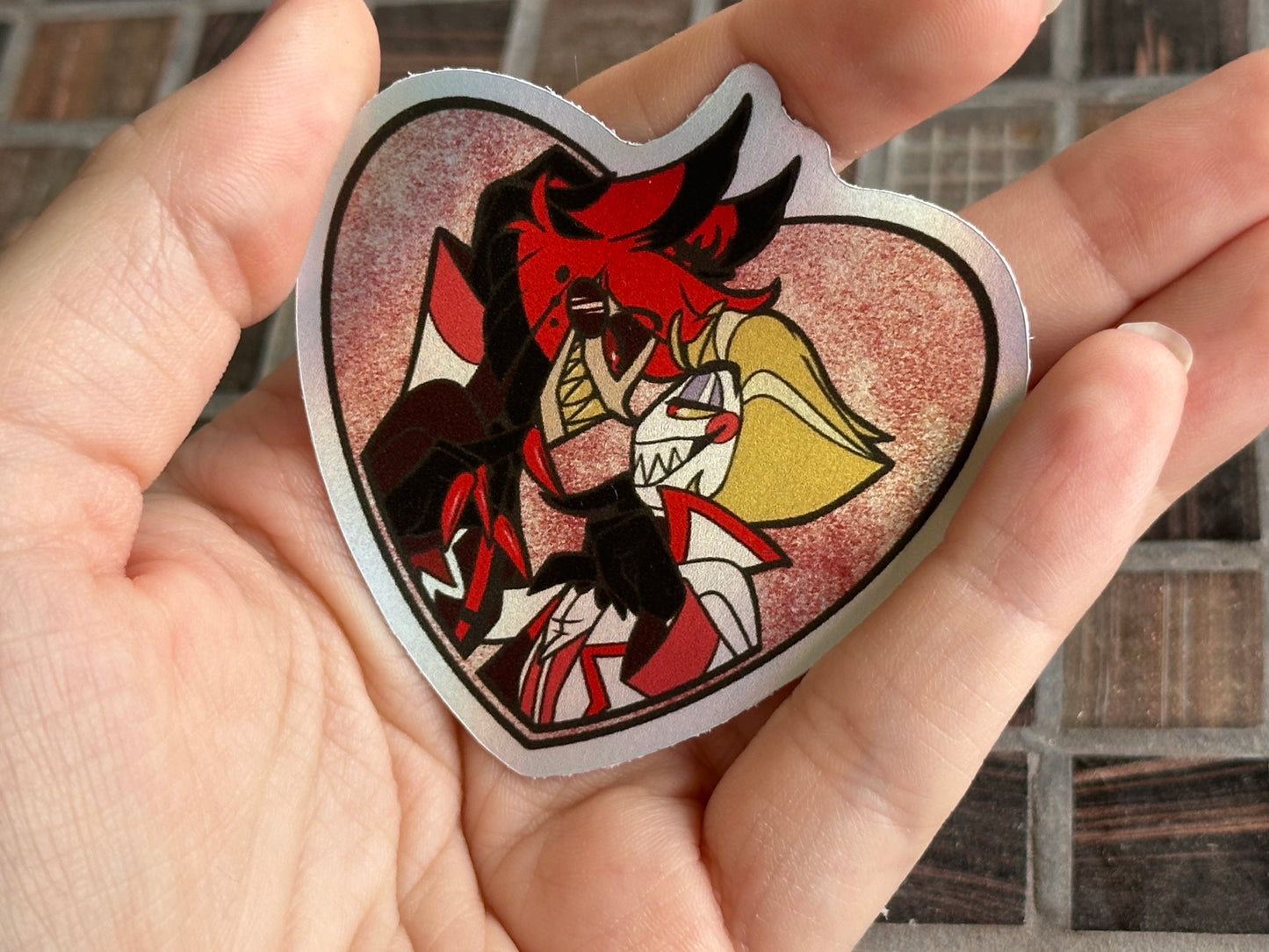 RadioApple heart matte holo sticker