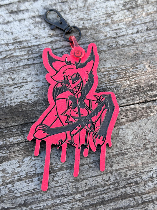 Alastor the Radio Demon bloody knife drip laser cut Acrylic Keychain