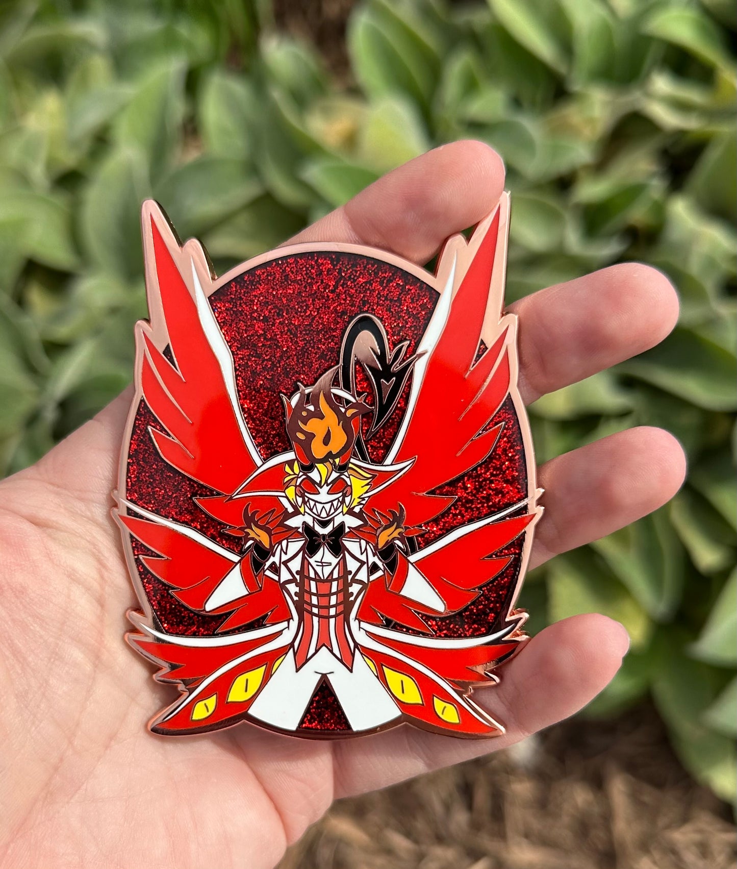 Hazbin Hotel Alastor and Lucifer Glitter Jumbo Pins 90 mm