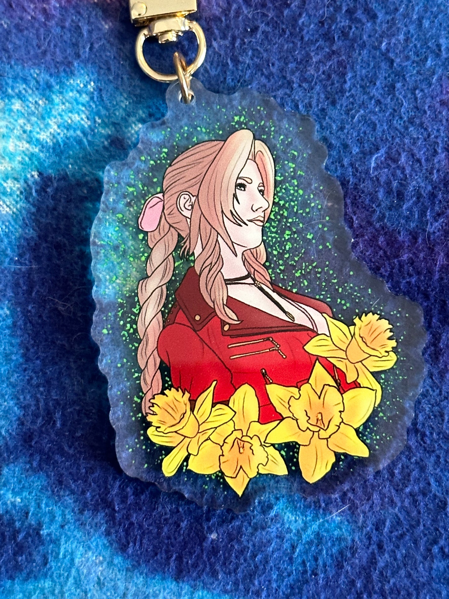 FF7R Double-sided floral and zodiac Acrylic Keychain - Cloud Sephiroth Tifa Aerith Zack