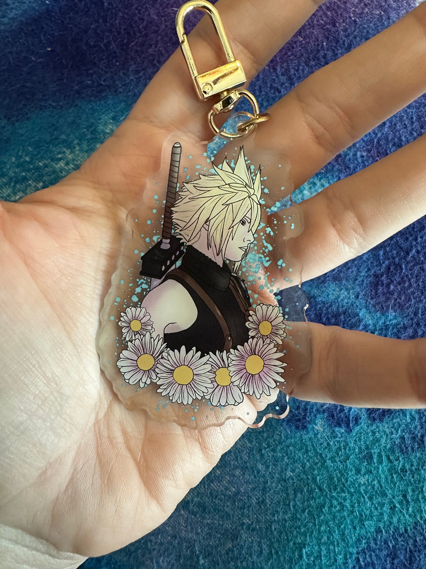 FF7R Double-sided floral and zodiac Acrylic Keychain - Cloud Sephiroth Tifa Aerith Zack