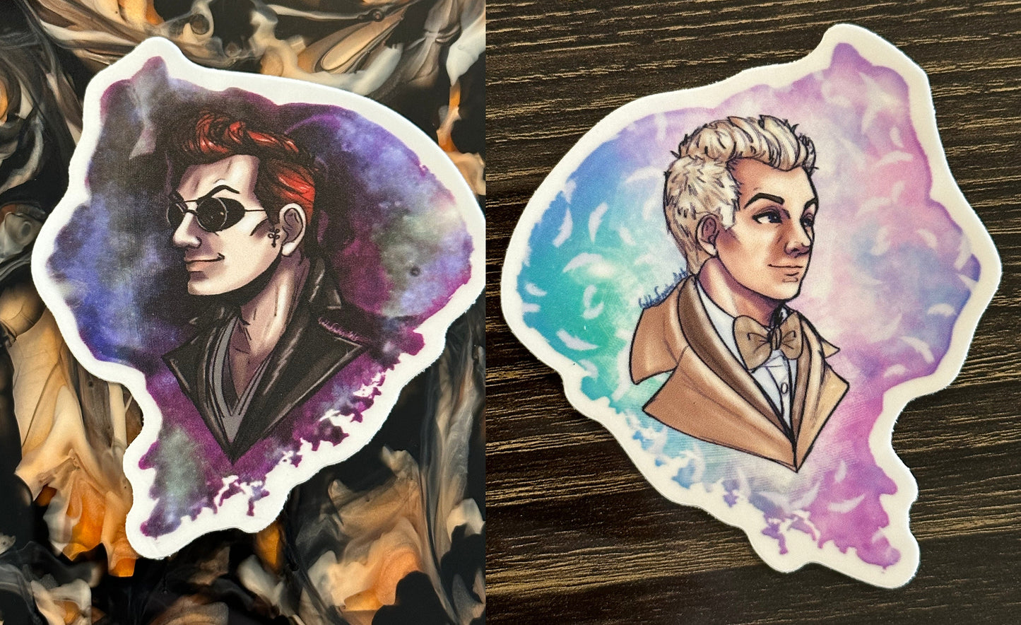 Good Omens - Aziraphale and Crowley matte stickers