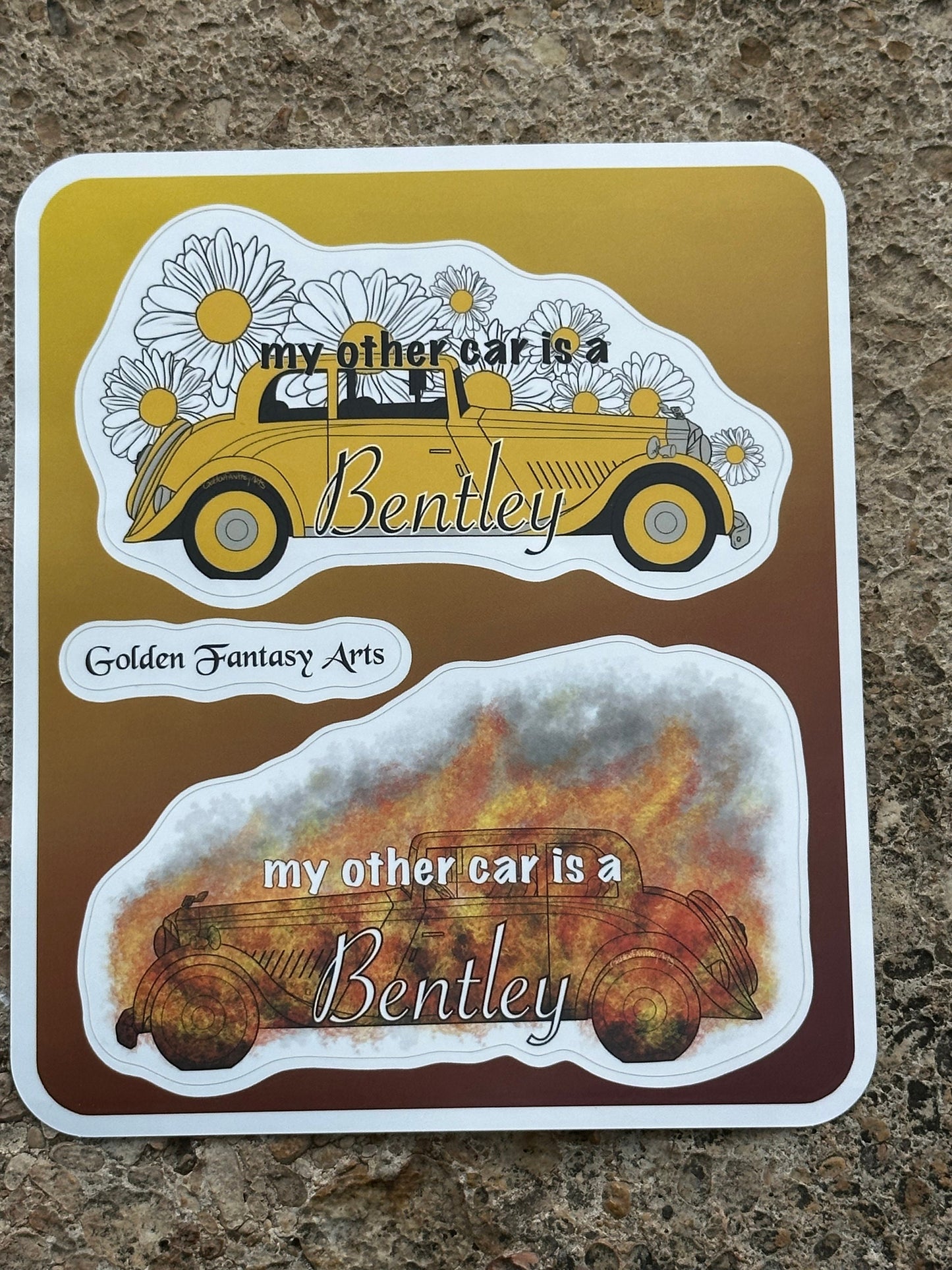 Good Omens “My other car is a Bentley” matte sticker sheet