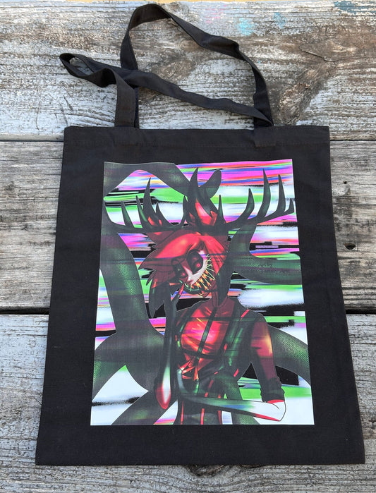 Hazbin Hotel Alastor Radio Demon Glitchy Tote Bag